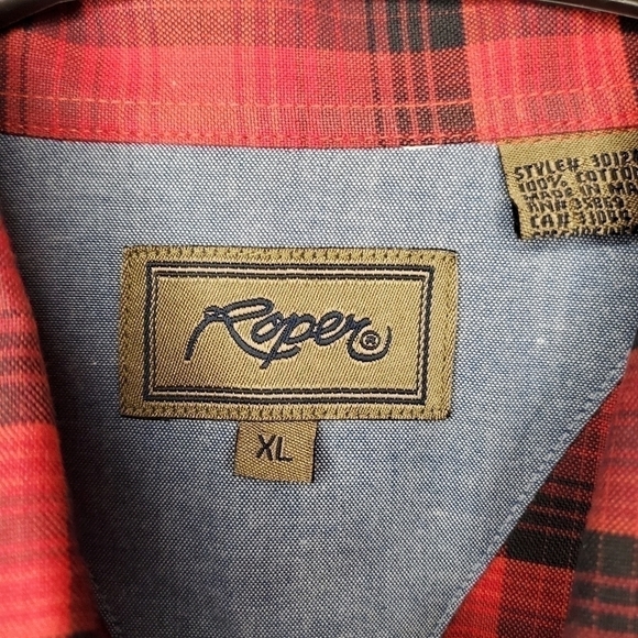 Roper Red Plaid Long Sleeve - Picture 5 of 8
